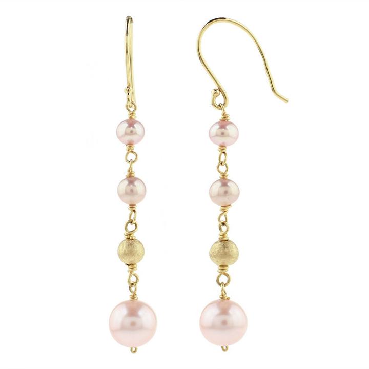 Not Applicable Pink Pearl 14k Gold Drop Earrings