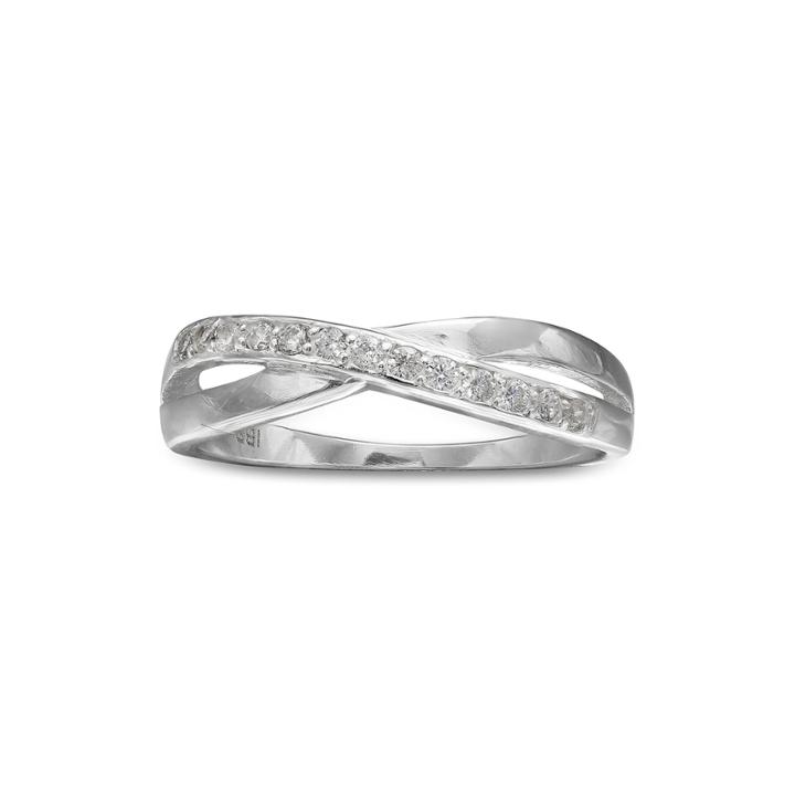 Cubic Zirconia Sterling Silver Crossover Ring