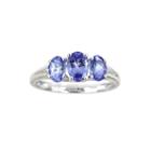 Limited Quantities Genuine Tanzanite And Diamond-accent 3-stone Ring