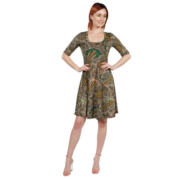 24seven Comfort Apparel Lorna Green Paisley Dress