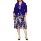 Perceptions 3/4 Sleeve Tie Front Knit Jacket Dress-plus