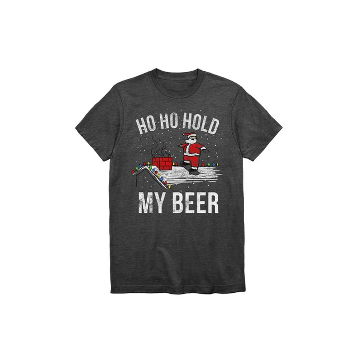 Santa Beer Short Sleeve Graphic T-shirt-big And Tall