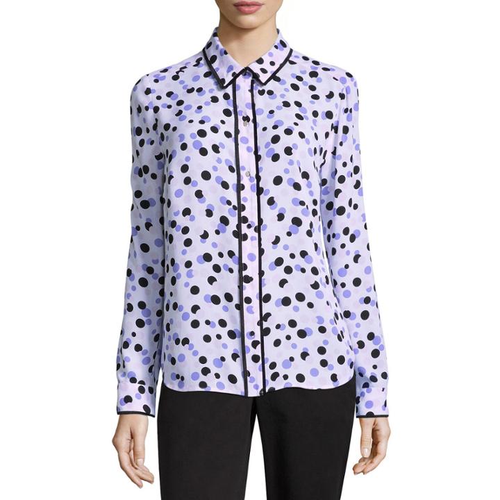 Liz Claiborne Long Sleeve Dots Button-front Shirt