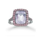 Womens Genuine Purple Amethyst Sterling Silver Halo Ring