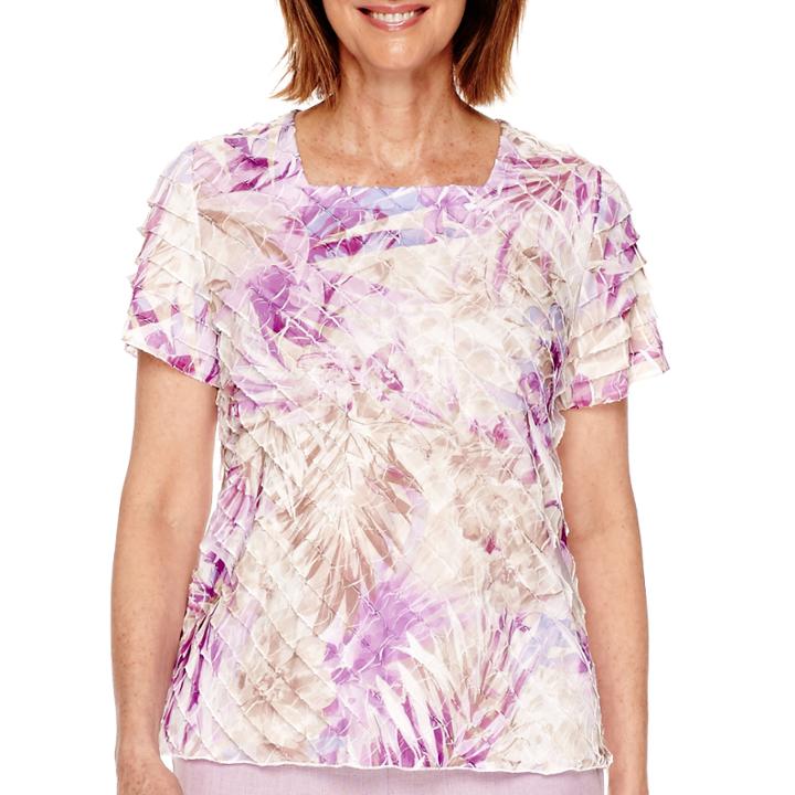 Alfred Dunner Lavender Fields Short-sleeve Ruffled T-shirt - Petite