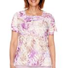 Alfred Dunner Lavender Fields Short-sleeve Ruffled T-shirt - Petite