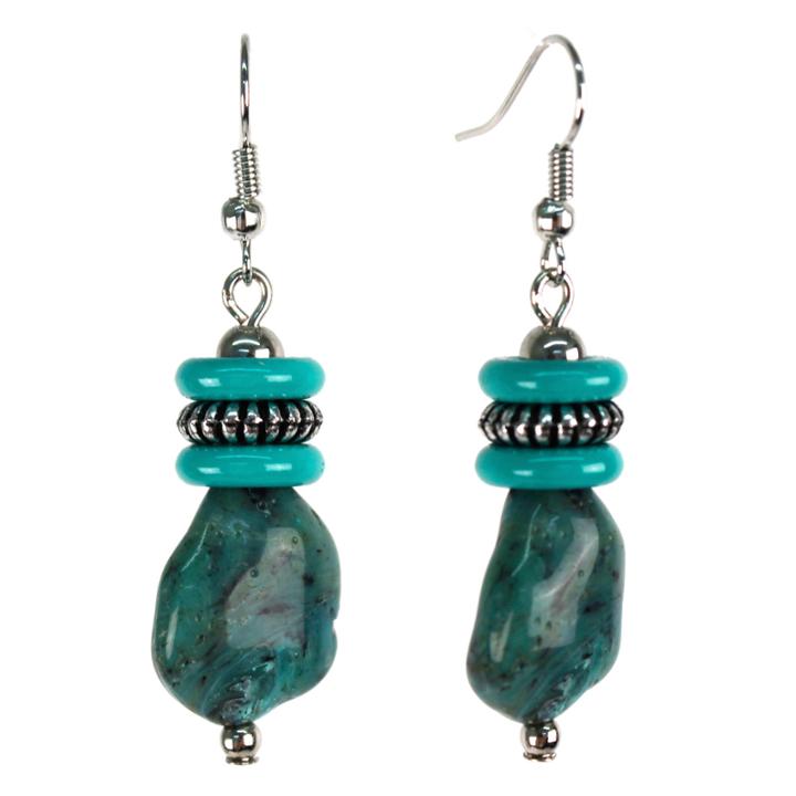 Aris By Treska Blue Beaded Silver-tone Earrings
