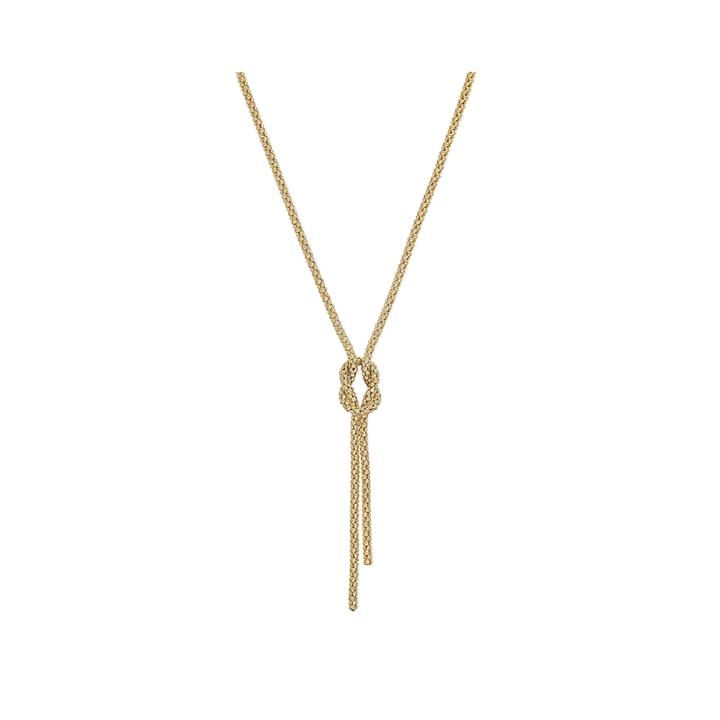 Infinite Gold&trade; 14k Yellow Gold Hollow Knot Lariat Necklace