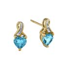 Genuine Swiss Blue Topaz And Diamond-accent 14k Yellow Gold Earrings