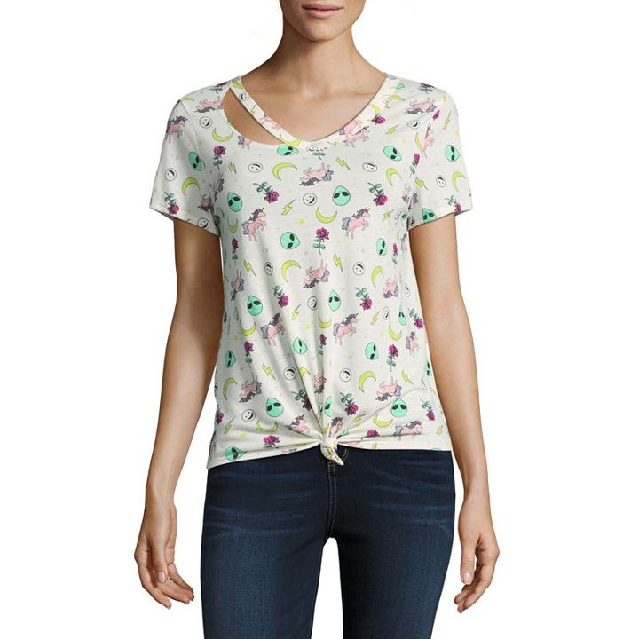 Short Sleeve V Neck Cosmic T-shirt- Juniors