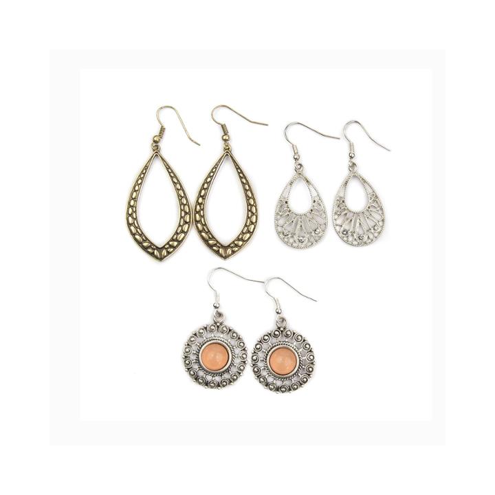 Arizona Flower Openwork Teardrop 3-pr. Earring Set