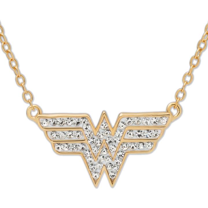 Dc Comics Wonder Woman 14k Gold Over Silver Crystal Necklace