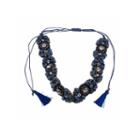Jardin Womens Blue Crystal Brass Choker Necklace