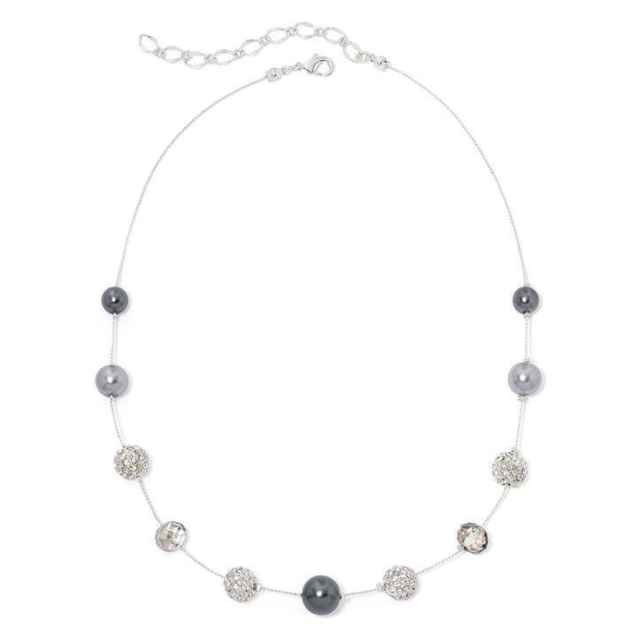 Vieste Gray Simulated Pearl Illusion Necklace