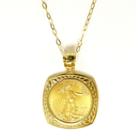 Womens 22k Gold 1/10 Oz Eagle Coin 14k Gold Pendant Necklace