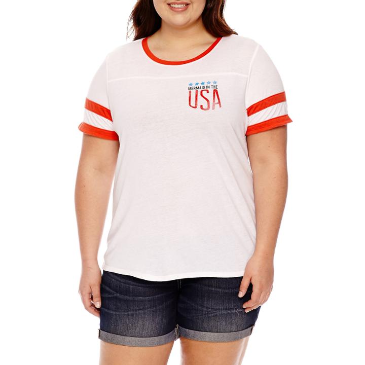 Arizona Mermaid In The Usa Graphic T-shirt- Juniors Plus