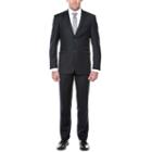 Verno Men's Dark Navy 100 Wool Classic-fit Singlebreast 3-piece Suit