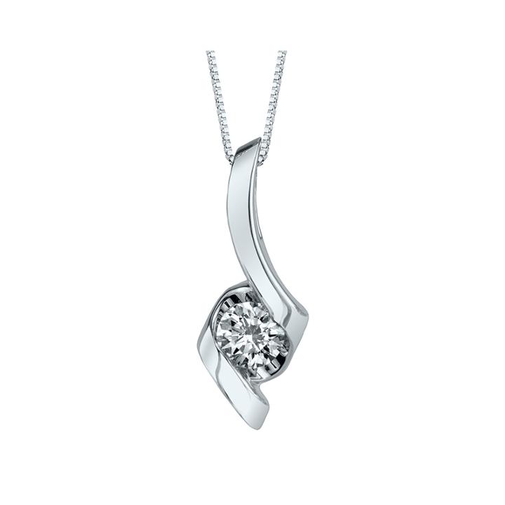 Sirena 1/3 Ct. Diamond Solitaire 14k White Gold Pendant Necklace