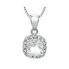 Cushion-cut Genuine White Topaz Sterling Silver Pendant Necklace