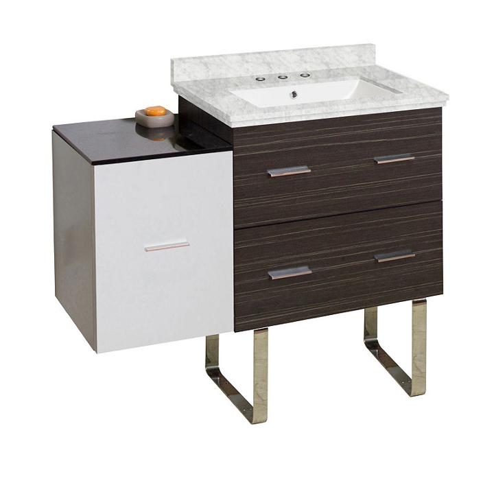 37.75-in. W Floor Mount White-dawn Grey Vanity Setfor 3h8-in. Drilling Bianca Carara Top White Um Sink