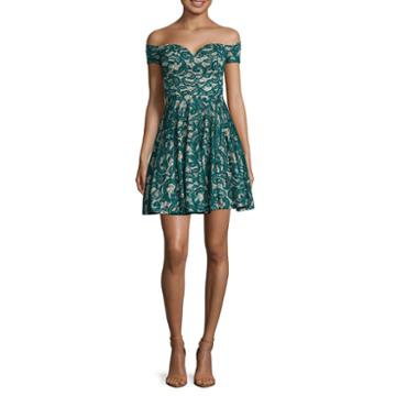 Be Smart Off-the-shoulder Sequin-lace Party Dress - Juniors
