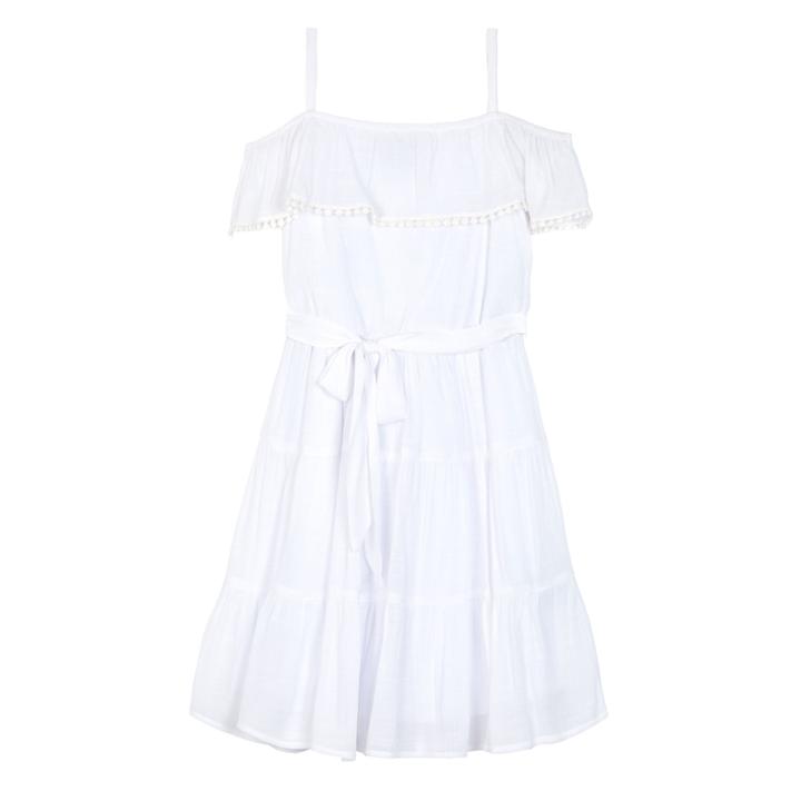 Byer White Gauze Off-shoulder Ruffle Dress