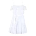 Byer White Gauze Off-shoulder Ruffle Dress