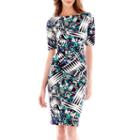 J. Taylor Elbow-sleeve Multi-print Scuba Dress