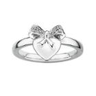 Personally Stackable Diamond-accent Sterling Silver Heart Charm Ring