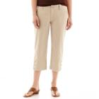 Per Se Twill Capris With Button Hem - Petite