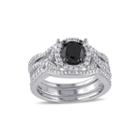 Midnight Black Diamond 1 Ct. T.w. White And Color-enhanced Black Diamond Bridal Ring Set