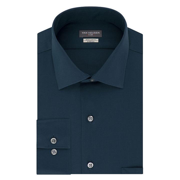 Van Heusen Vh Flex Collar Reg Stretch Long Sleeve Twill Dress Shirt