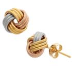 Made In Italy 14k Tri-color Gold 9mm Knot Stud Earrings