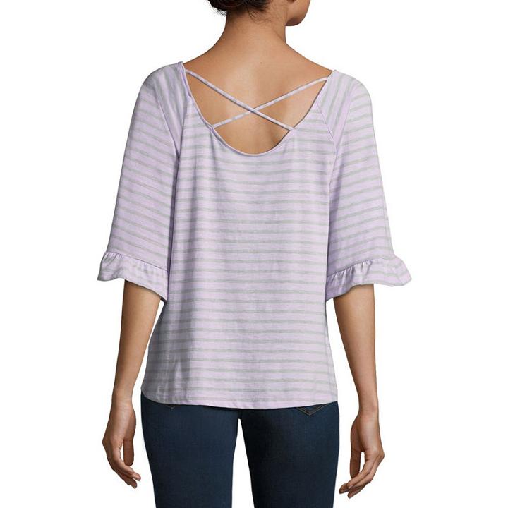 A.n.a Back Detail Ruffle Sleeve Tee - Tall