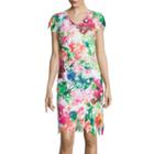 Donna Ricco Cap-sleeve Floral Print Lace Sheath Dress
