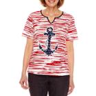 Alfred Dunner Lady Liberty Short Sleeve Anchor T-shirt-petites