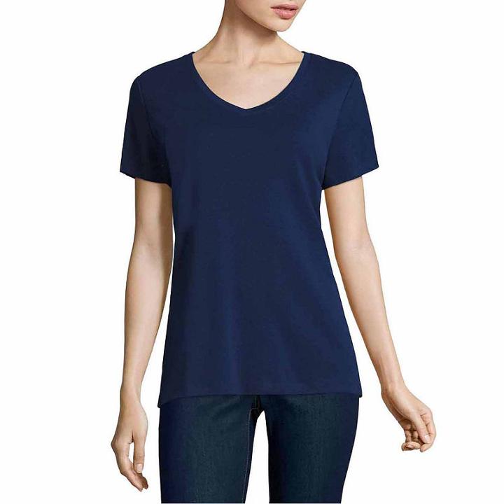 St. John's Bay Short Sleeve V Neck T-shirt - Tall