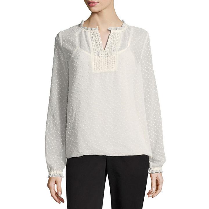 Liz Claiborne Long Sleeve Peasant Top Tall