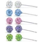 Sparkle Allure Silver Over Brass Multi Color Crystal Earring Set