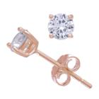 Diamonart 1/3 Ct. T.w. Round White Cubic Zirconia 10k Gold Over Silver Stud Earrings