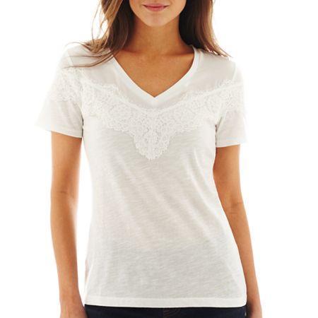 A.n.a Short-sleeve Lace-trim Tee