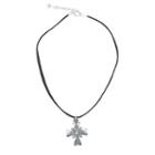 Silver Elements By Barse Womens Lab Created Blue Turquoise Cross Pendant Necklace