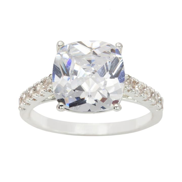 Sparkle Allure Sparkle Allure Womens Greater Than 6 Ct. T.w. Lab Created Clear Brass Cocktail Ring