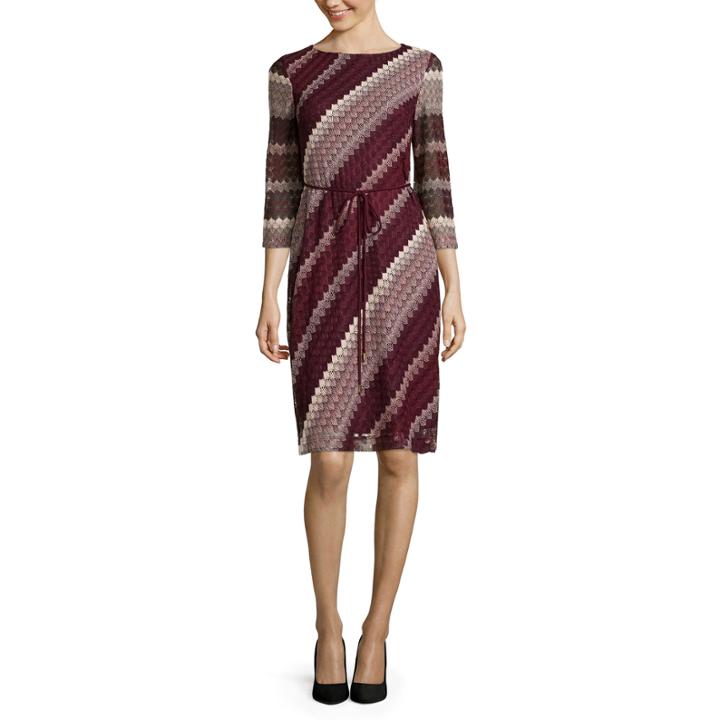 Studio 1 3/4-sleeve Diamond Crochet Lace Shift Dress