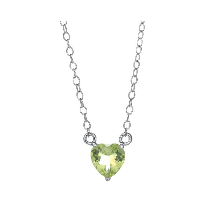 Genuine Peridot Sterling Silver Heart Pendant Necklace