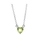 Genuine Peridot Sterling Silver Heart Pendant Necklace