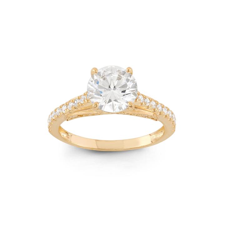 Diamonart Womens 2 1/2 Ct. T.w. Round White Cubic Zirconia 10k Gold Engagement Ring