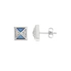 1/10 Ct. T.w. Genuine Diamond & Lab-created Blue Sapphire Sterling Silver Earrings