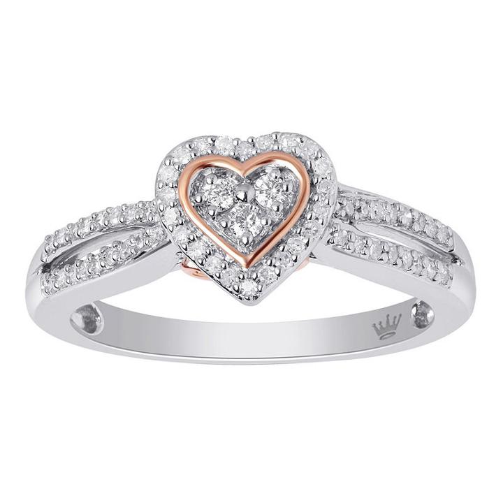 Hallmark Diamonds Womens 1/4 Ct. T.w. Genuine Diamond White 14k Gold Over Silver Cocktail Ring