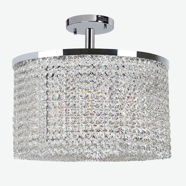 Prism Collection 9 Light 10 Round Chrome Finish Crystal String Semi Flush Mount Ceiling Light